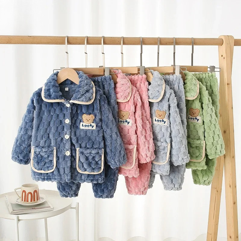 Baby Clothing For Sleep - Детские фланелевые утепленные пижамы для мальчиков